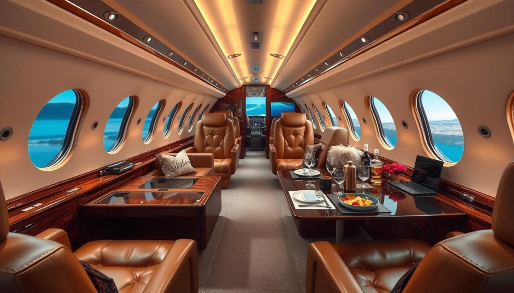 Private aviation luxury jet interior